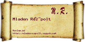 Mladen Rápolt névjegykártya